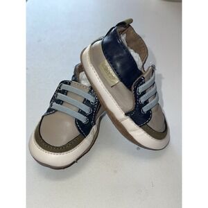 Robeez Baby Boys  Casual Sneakers soft soles- Gray/ Blue 0-6M crib shoes